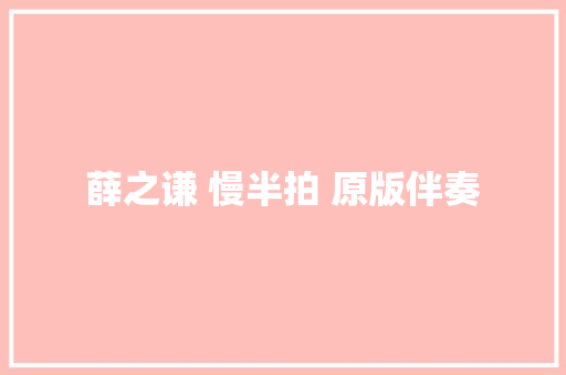 薛之谦 慢半拍 原版伴奏