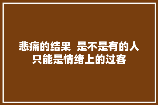 悲痛的结果  是不是有的人只能是情绪上的过客