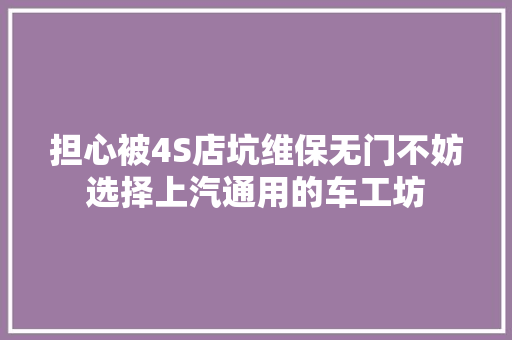 担心被4S店坑维保无门不妨选择上汽通用的车工坊