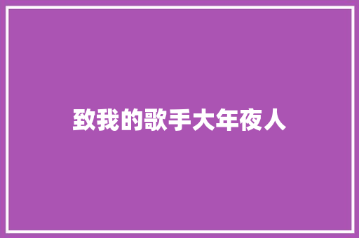 致我的歌手大年夜人
