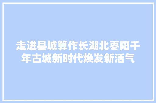 走进县城算作长湖北枣阳千年古城新时代焕发新活气
