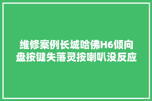 维修案例长城哈佛H6倾向盘按键失落灵按喇叭没反应故障检修