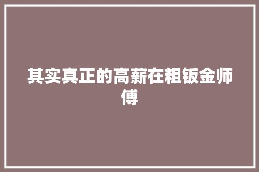 其实真正的高薪在粗钣金师傅