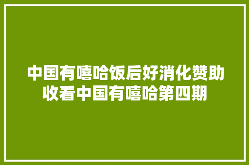 中国有嘻哈饭后好消化赞助收看中国有嘻哈第四期