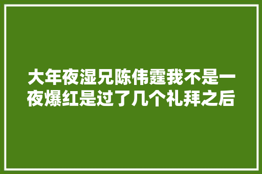 大年夜湿兄陈伟霆我不是一夜爆红是过了几个礼拜之后才红的