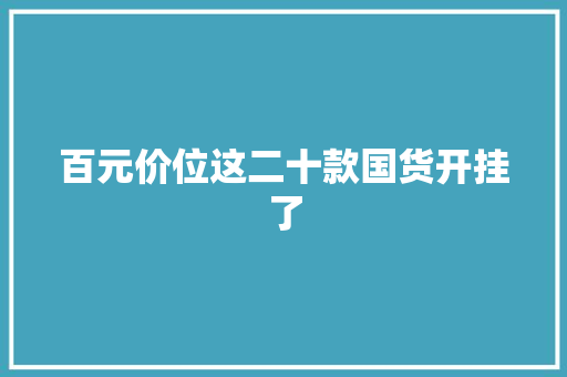 百元价位这二十款国货开挂了