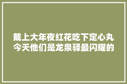 戴上大年夜红花吃下定心丸今天他们是龙泉驿最闪耀的平易近星
