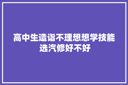 高中生造诣不理想想学技能 选汽修好不好