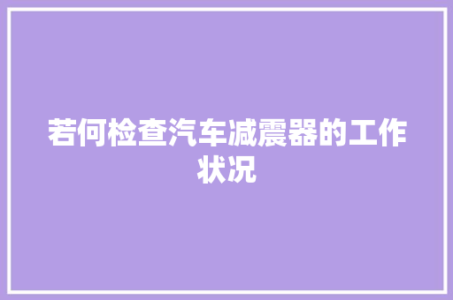若何检查汽车减震器的工作状况