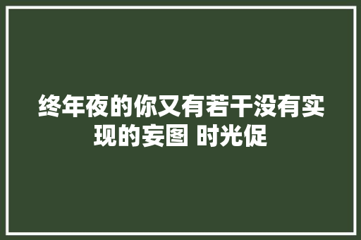 终年夜的你又有若干没有实现的妄图 时光促