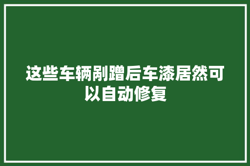 这些车辆剐蹭后车漆居然可以自动修复