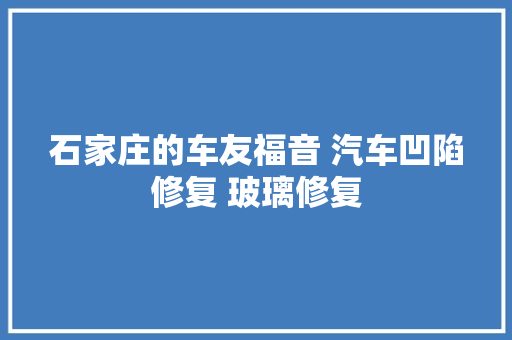 石家庄的车友福音 汽车凹陷修复 玻璃修复