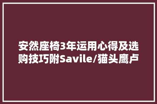 安然座椅3年运用心得及选购技巧附Savile/猫头鹰卢娜开箱