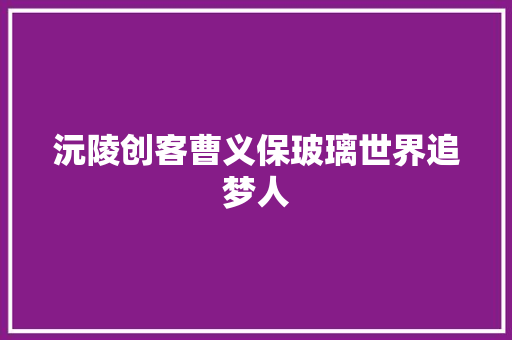 沅陵创客曹义保玻璃世界追梦人