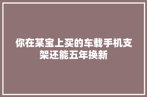 你在某宝上买的车载手机支架还能五年换新