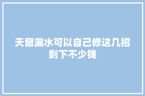 天窗漏水可以自己修这几招剩下不少钱