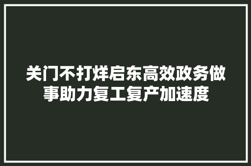 关门不打烊启东高效政务做事助力复工复产加速度
