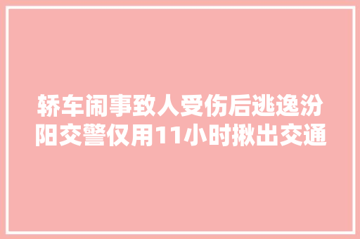 轿车闹事致人受伤后逃逸汾阳交警仅用11小时揪出交通闹事逃逸人