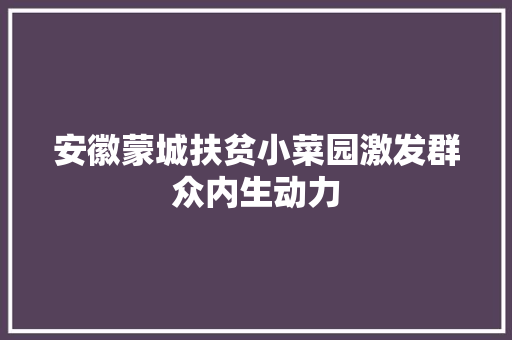 安徽蒙城扶贫小菜园激发群众内生动力