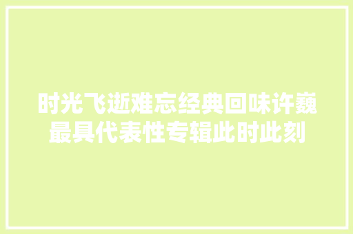 时光飞逝难忘经典回味许巍最具代表性专辑此时此刻