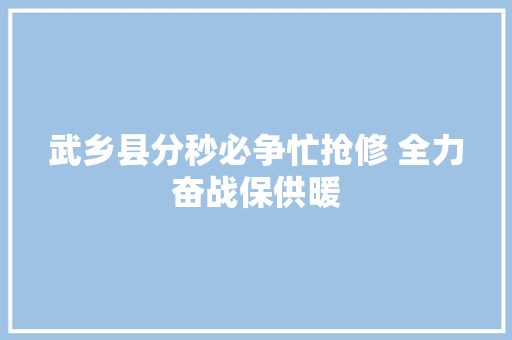 武乡县分秒必争忙抢修 全力奋战保供暖