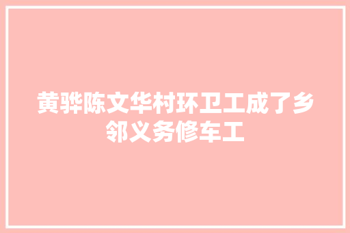 黄骅陈文华村环卫工成了乡邻义务修车工