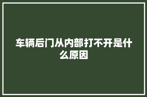 车辆后门从内部打不开是什么原因