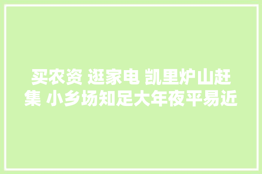 买农资 逛家电 凯里炉山赶集 小乡场知足大年夜平易近生