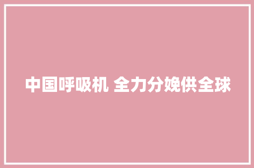 中国呼吸机 全力分娩供全球