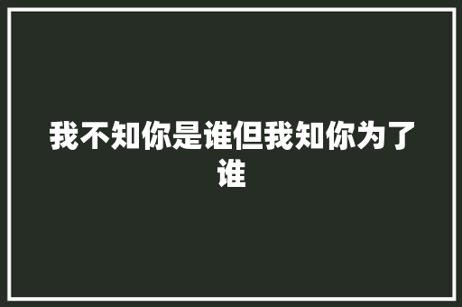 我不知你是谁但我知你为了谁