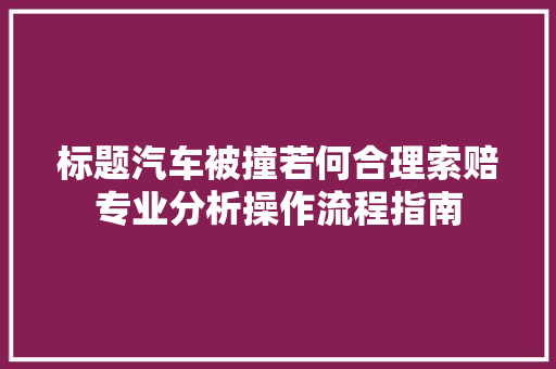 标题汽车被撞若何合理索赔专业分析操作流程指南