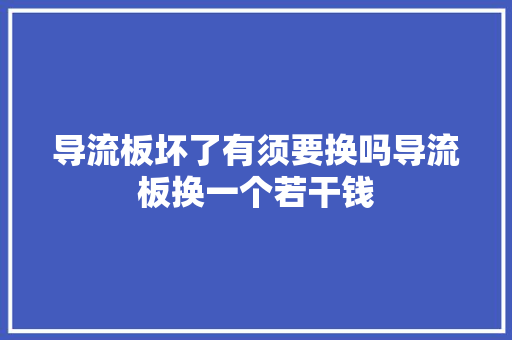 导流板坏了有须要换吗导流板换一个若干钱