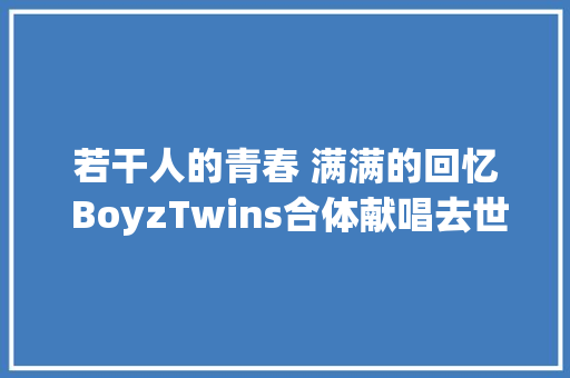 若干人的青春 满满的回忆 BoyzTwins合体献唱去世性不改