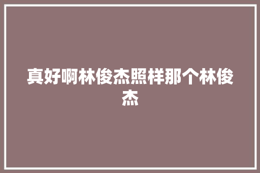 真好啊林俊杰照样那个林俊杰 休闲娱乐