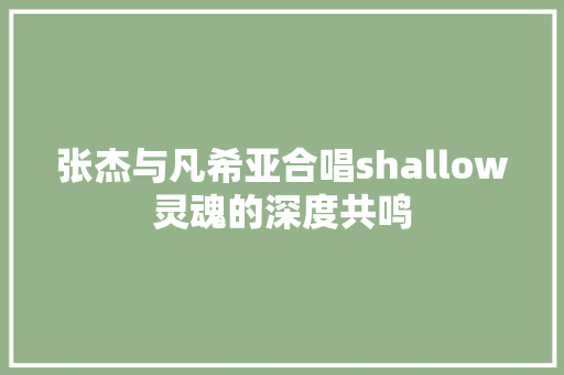 张杰与凡希亚合唱shallow灵魂的深度共鸣