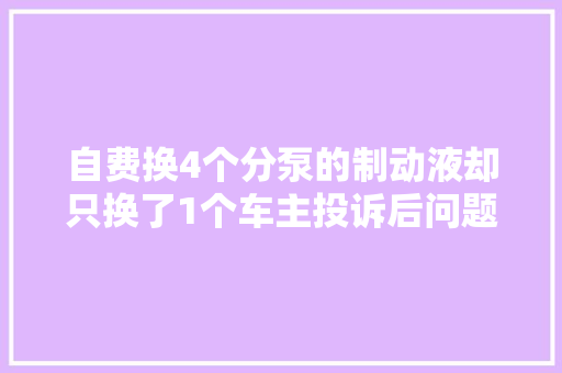 自费换4个分泵的制动液却只换了1个车主投诉后问题获得厂家重视