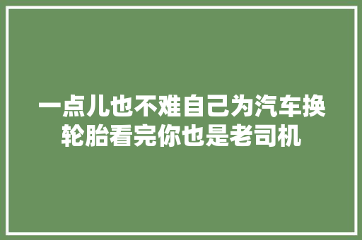 一点儿也不难自己为汽车换轮胎看完你也是老司机