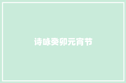 诗咏癸卯元宵节