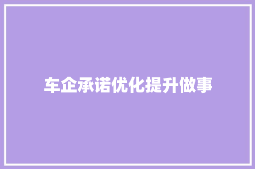 车企承诺优化提升做事