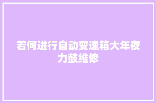 若何进行自动变速箱大年夜力鼓维修