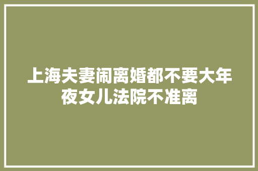 上海夫妻闹离婚都不要大年夜女儿法院不准离