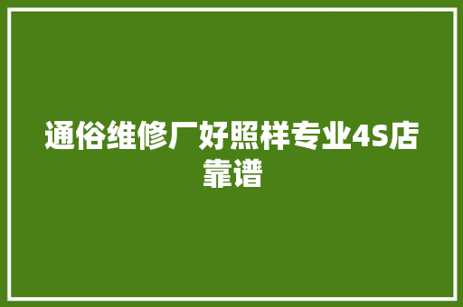 通俗维修厂好照样专业4S店靠谱