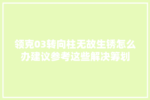 领克03转向柱无故生锈怎么办建议参考这些解决筹划