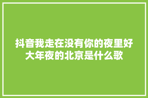 抖音我走在没有你的夜里好大年夜的北京是什么歌 休闲娱乐