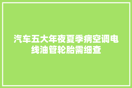 汽车五大年夜夏季病空调电线油管轮胎需细查