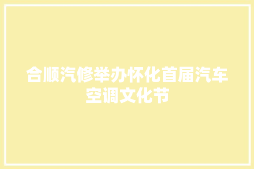 合顺汽修举办怀化首届汽车空调文化节