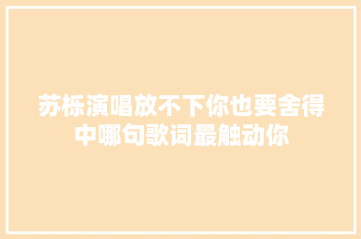 苏栎演唱放不下你也要舍得中哪句歌词最触动你