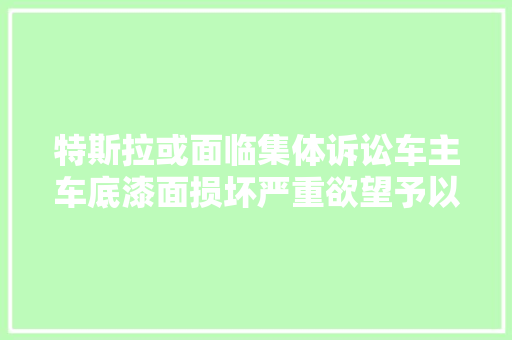 特斯拉或面临集体诉讼车主车底漆面损坏严重欲望予以赔偿
