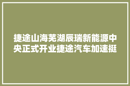 捷途山海芜湖辰瑞新能源中央正式开业捷途汽车加速挺进30时代