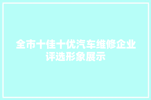 全市十佳十优汽车维修企业评选形象展示